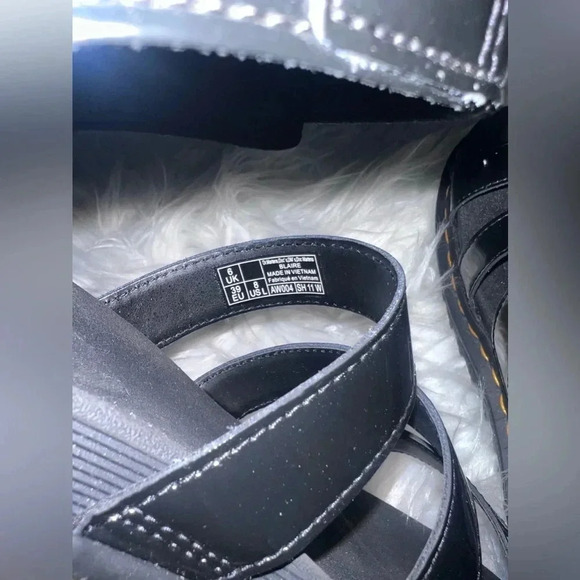 Dr. Martens Blaire Hydro Leather Black Strappy Platform Gothic Sandals 8 - Picture 6 of 8